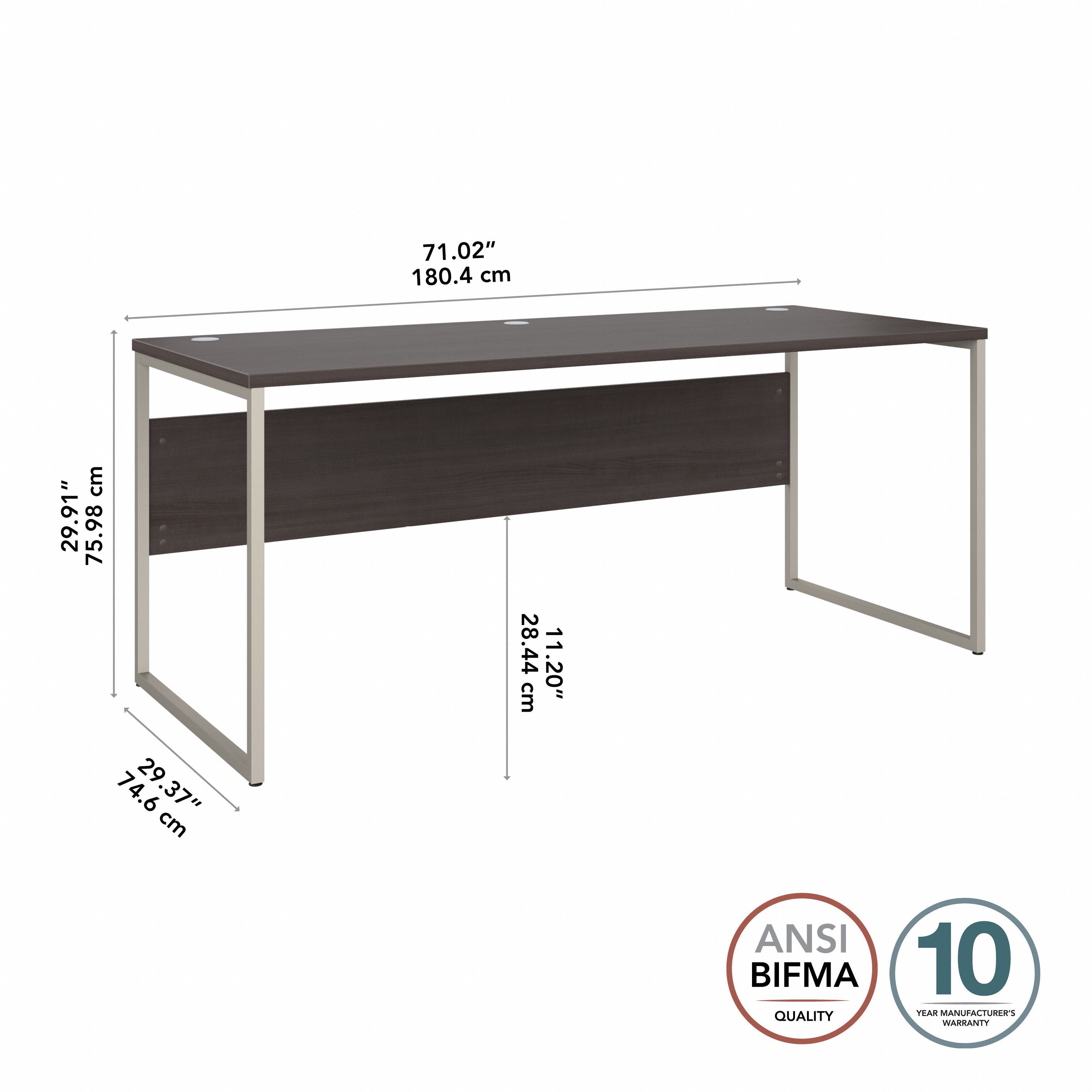 Bush Business Furniture Hybrid 72W x 30D Computer Table Desk with Metal Legs in Storm Gray - 71.02" Width x 29.37" Depth x 29.91" Height