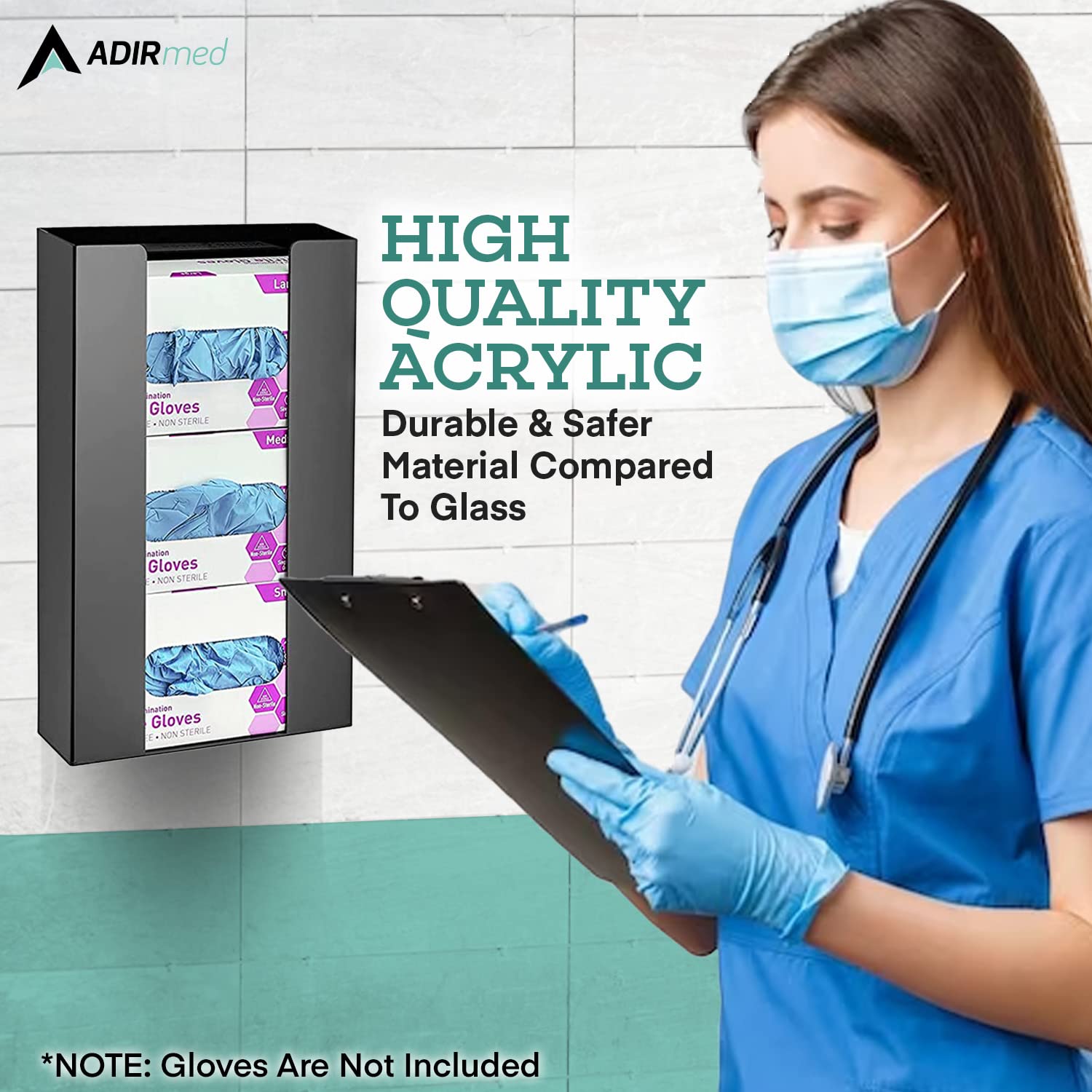 Triple Box Capacity Acrylic Black Glove Dispenser