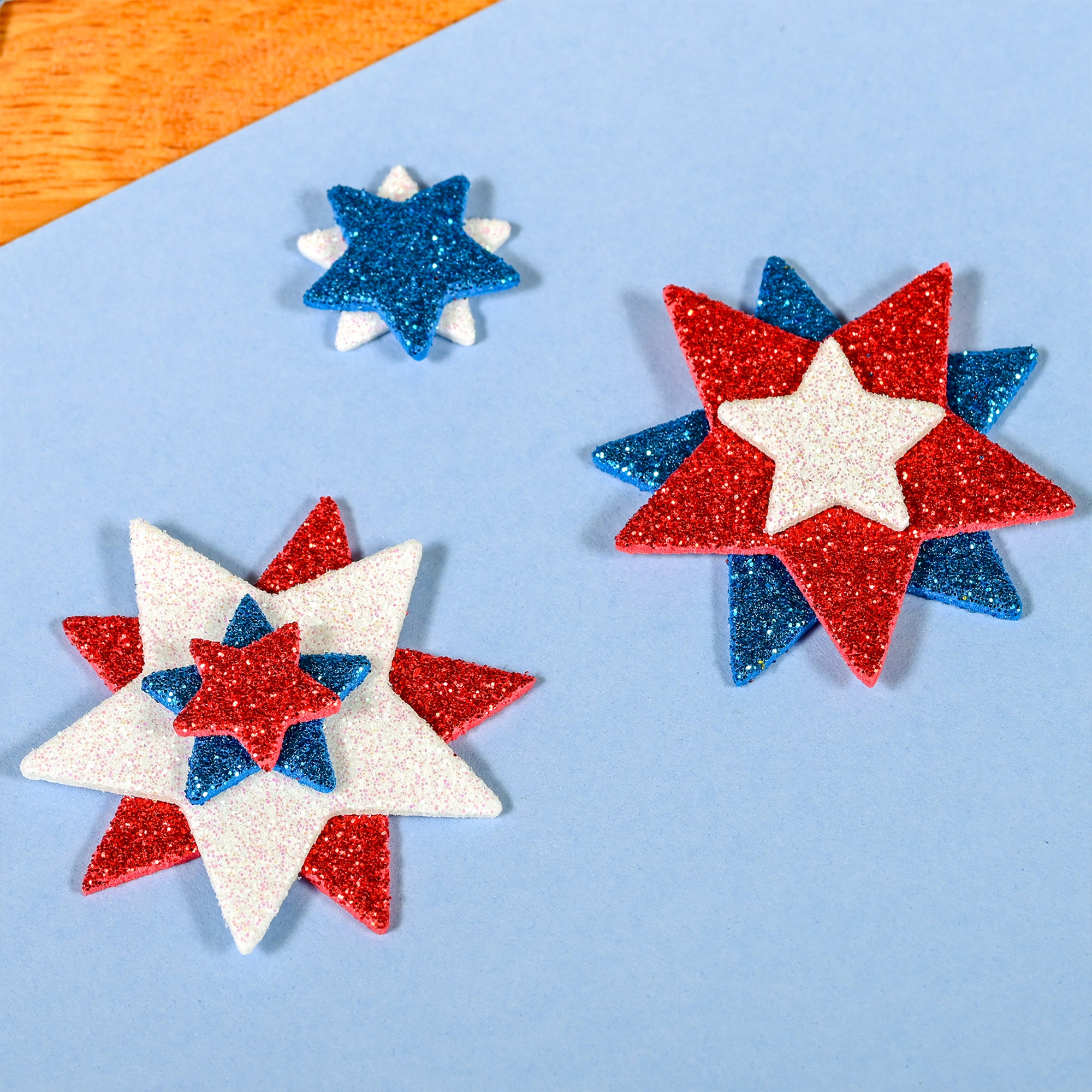 Glitter Foam Stickers, Stars, Red White and Blue