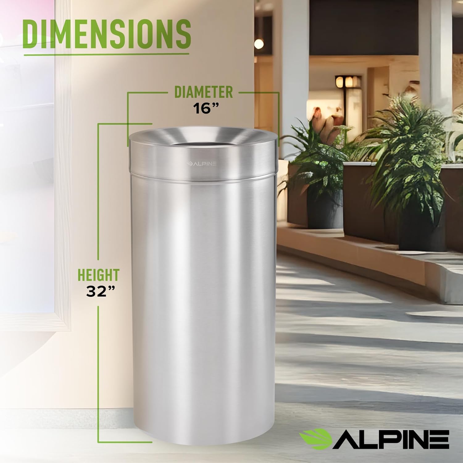 27 Gallon Stainless Steel Trash Can