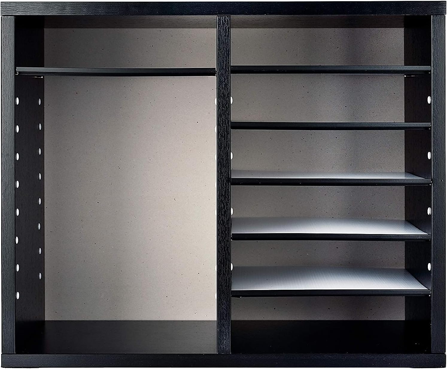 12-Compartment Wood Adjustable Paper Sorter Literature File Organizer, Black