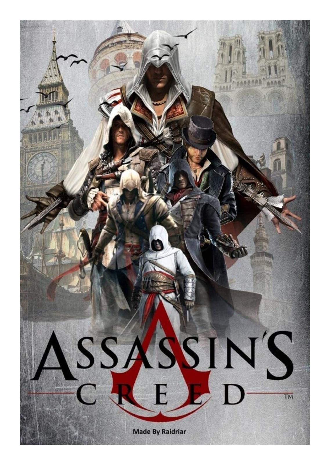 CXFRPU Jigsaw Puzzles Games Jigsaw Puzzles, Assassin Creed Adults Wooden Puzzle Picture, Suitable All Ages High Difficulty Jigsaws Toys 300/500/1000/1500 Pieces (Size : 1500P)