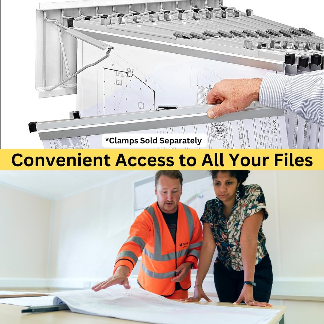 Large File Pivot Wall Rack for Blueprints, White