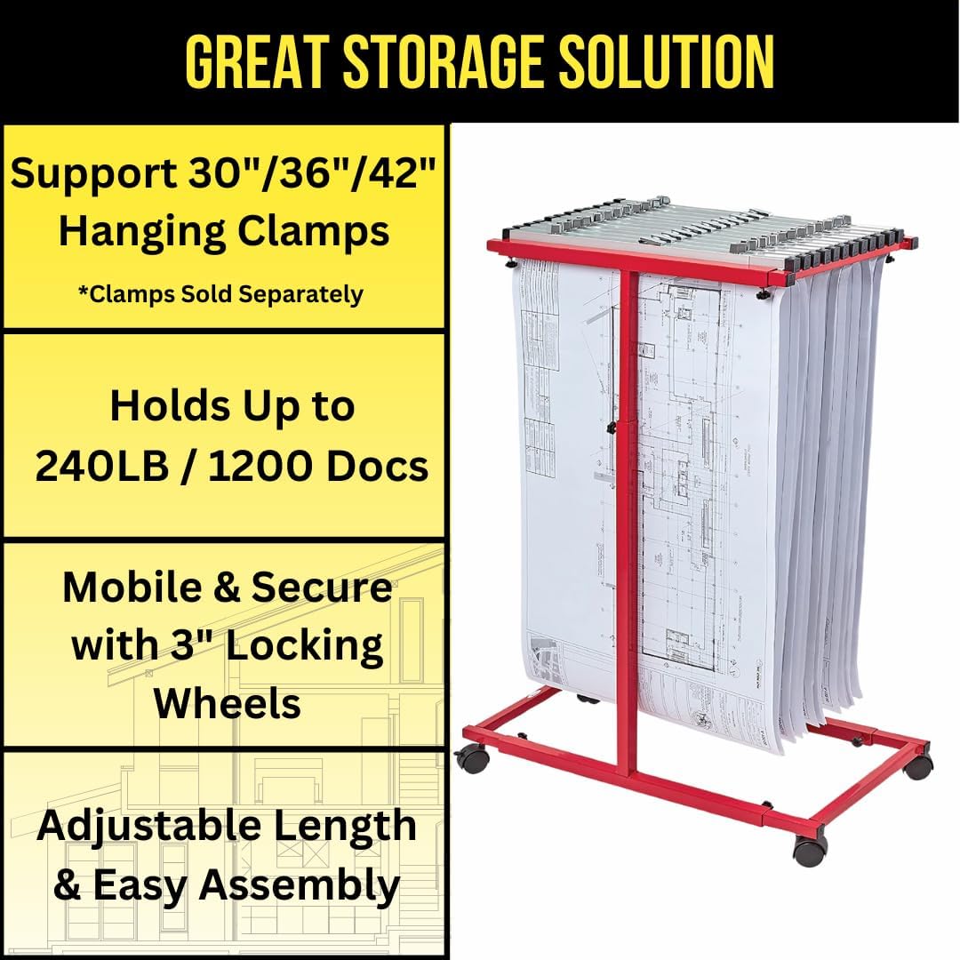 Mobile Vertical Plan Center for Blueprints, Red