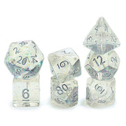 Gate Keeper Games and Dice: Holographic Dice: Unicorn - 7pc Set, Transparent, Holographic Glitter Swirl, 7 Resin Dice for Role Playing Games