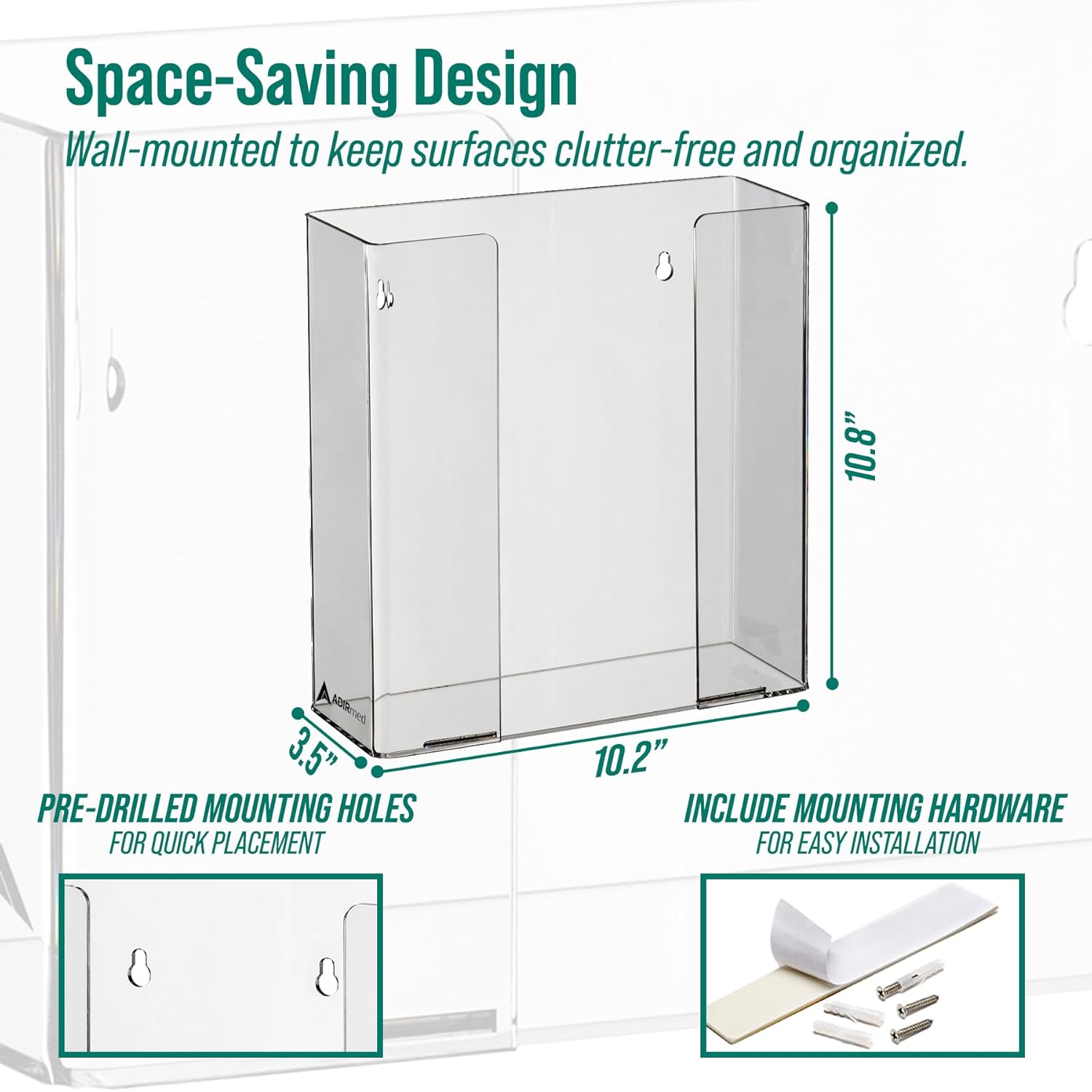 Double Box Capacity Acrylic Glove Dispenser 2 Pack
