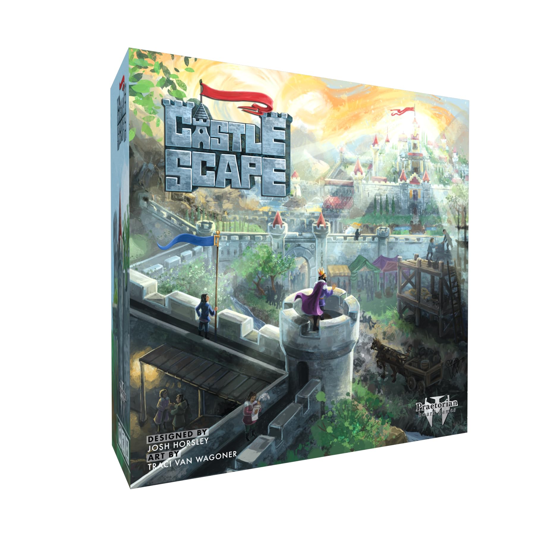 Praetorian Board Games: CastleScape (Base Game) | Deck-Builder, Area Control Strategy Board Game | Build a Castle | for Adults and Family | 2-4 Players | 60 Minutes | Ages 14+