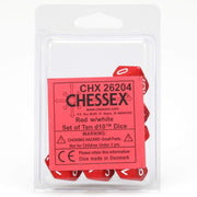 d10 Clamshell Opaque Red with White (10)