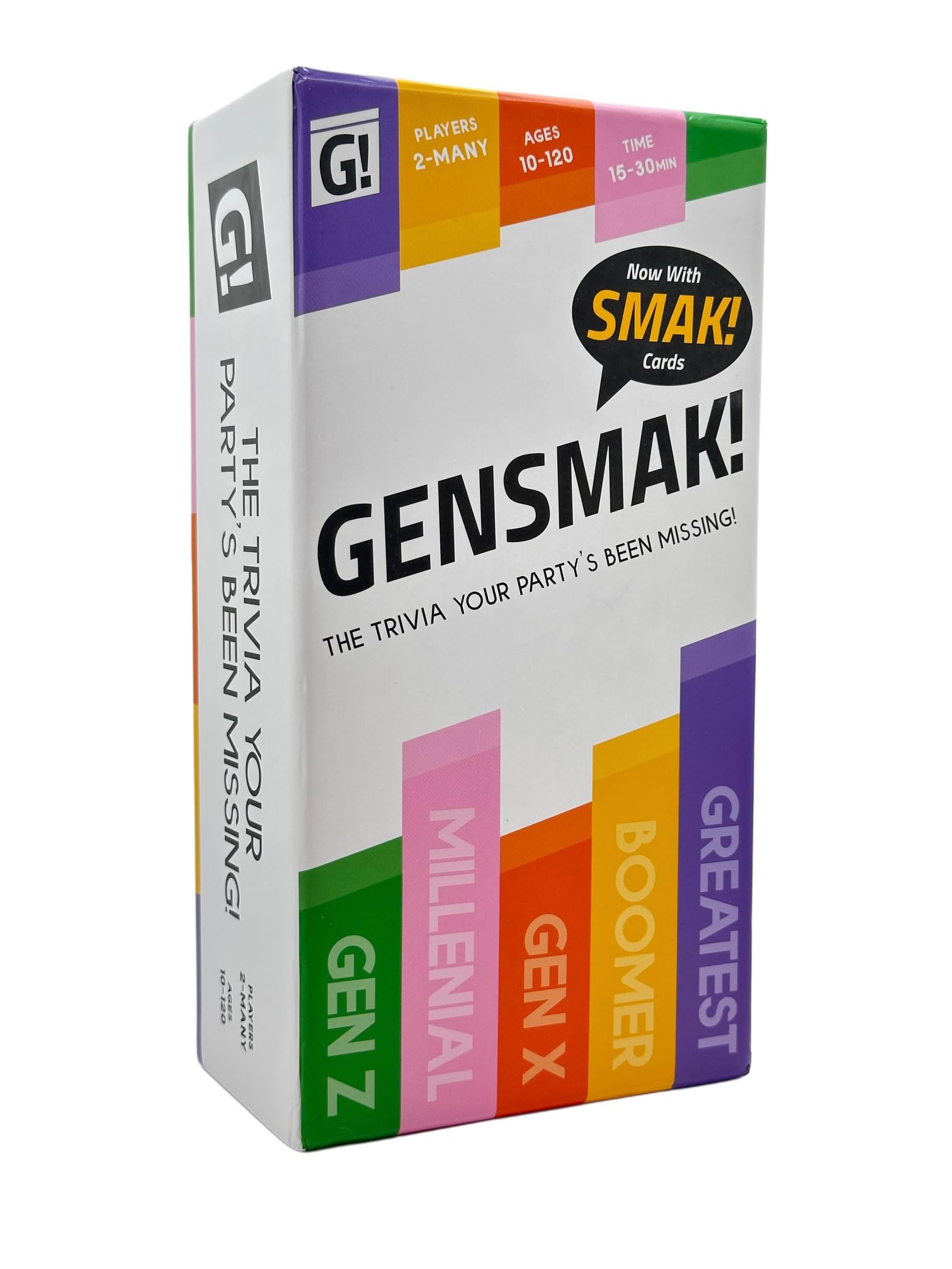 GENSMAK! Trivia Party Game for Adults & Families – Multi-Generational Trivia Card Game for Game Night – Funny Trivia with Hints – 2-8+ Players Ages 10+