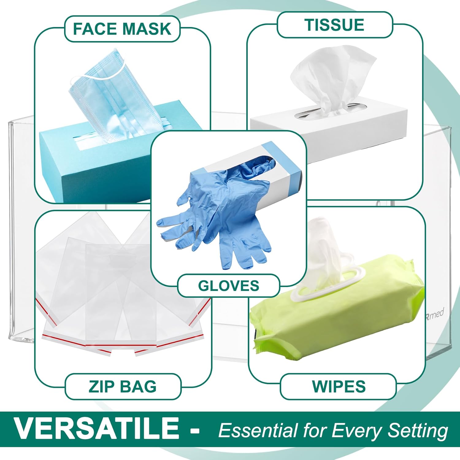 Double Box Capacity Acrylic Glove Dispenser 2 Pack