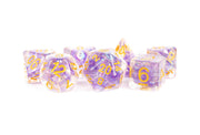 Pearl Dice Purple w/ Gold Numbers 16mm Resin Poly Dice Set