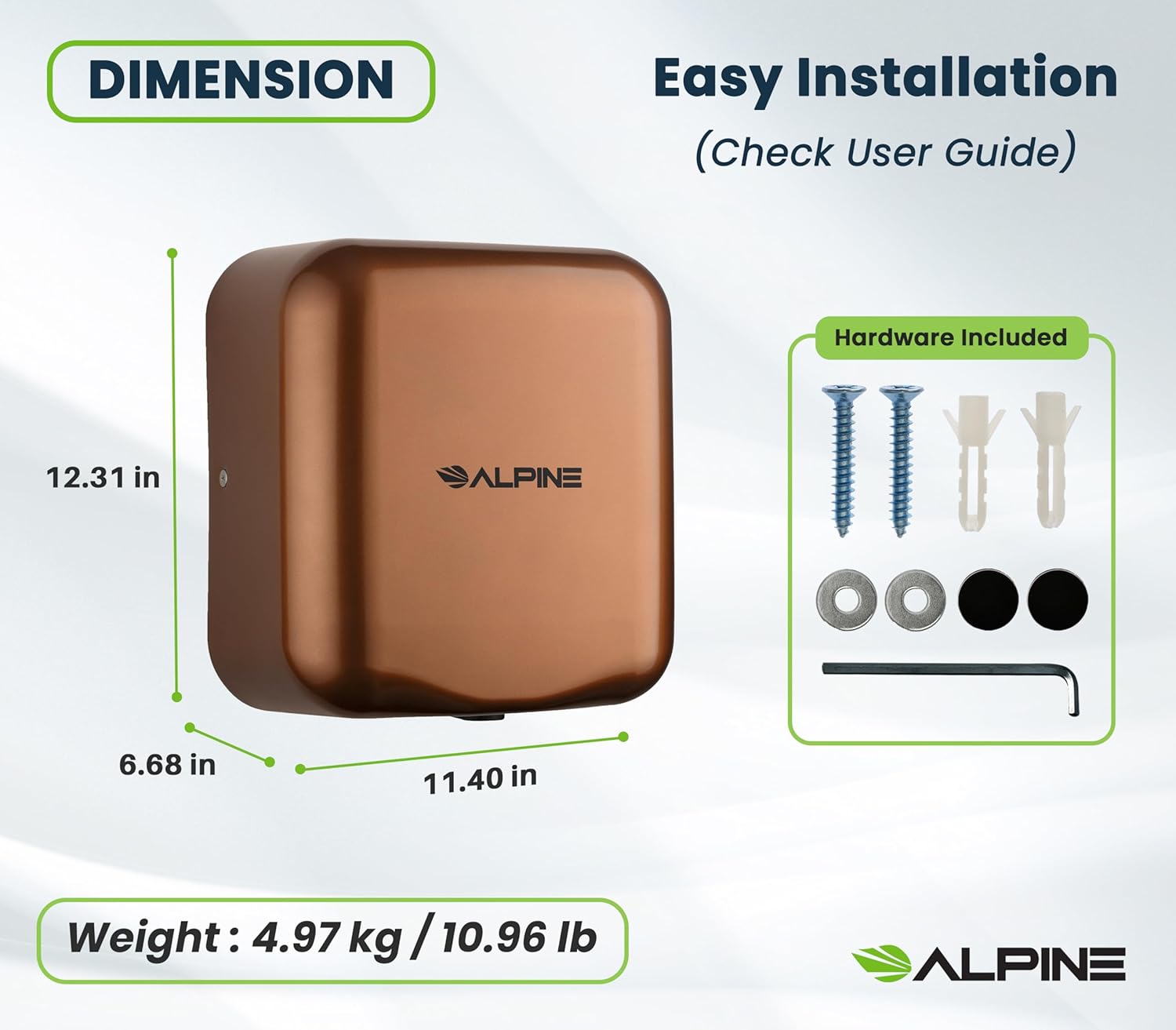 Hemlock Copper 120-Volt High Speed Dry Commercial Automatic Electric Hand Dryer 2 Pack