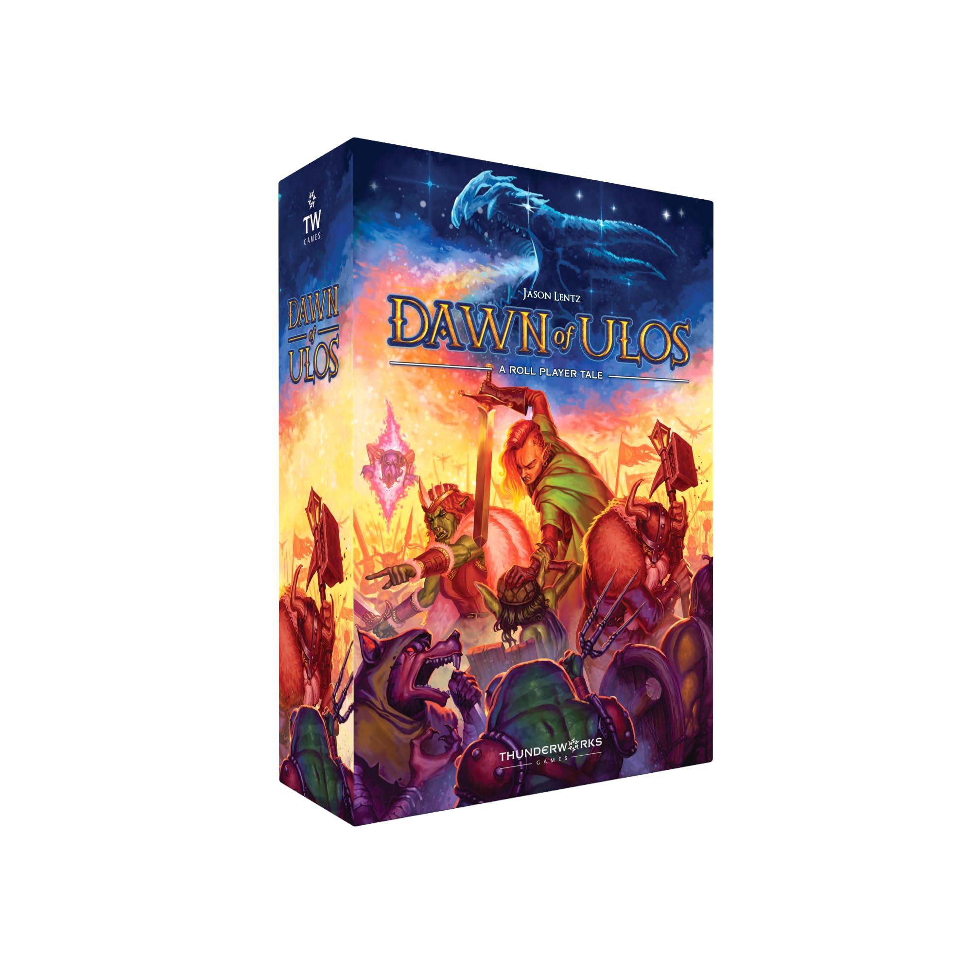 Dawn of Ulos Board Game | Manipulate The Mortal Relams | Stock Market Style Economy Manipulation Strategy Tile Placement Game with Miniatures | Ages 14+, 1-5 Players, 60-90 Min | Thunderworks Games
