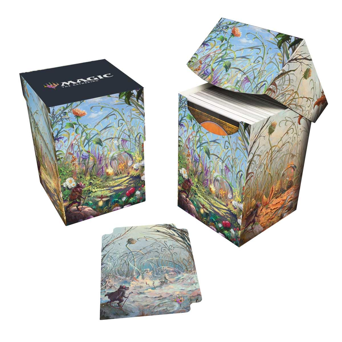 Ultra Pro - Bloomburrow 100+ Deck Box® Season Lands: Plains for Magic: The Gathering, Exclusive Artwork, Archival Safe, Rigid Polypropylene, Deck Divider Included