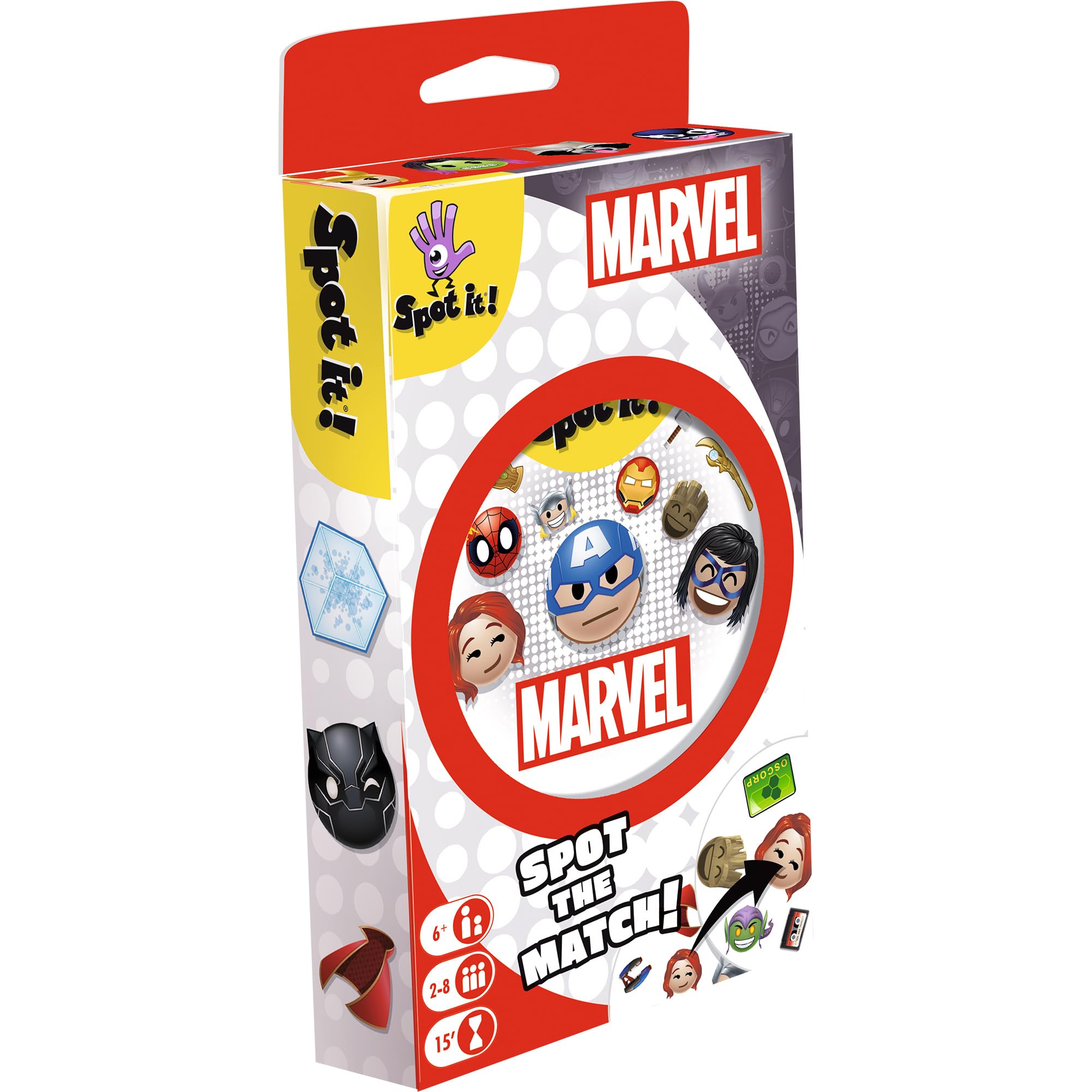 Spot It! Marvel Emoji Card Game (Eco-Blister) - Fast-Paced Matching Game Featuring Marvel Superheroes, Fun for Families, Kids & Adults, Ages 6+, 2-8 Players, 15 Minute Playtime