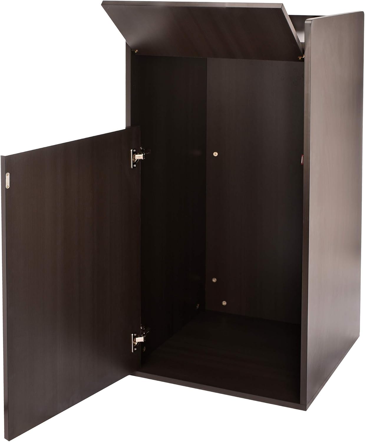 Black 40 Gallon Wood Receptacle Enclosure with Drop Hole and Tray Shelf