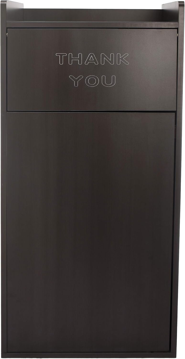 Black 40 Gallon Wood Receptacle Enclosure with Drop Hole and Tray Shelf
