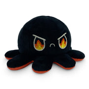 TeeTurtle - The Original Reversible Octopus Plushie - Angry Red + Rage Black - Cute Sensory Fidget Stuffed Animals That Show Your Mood, 4 inch