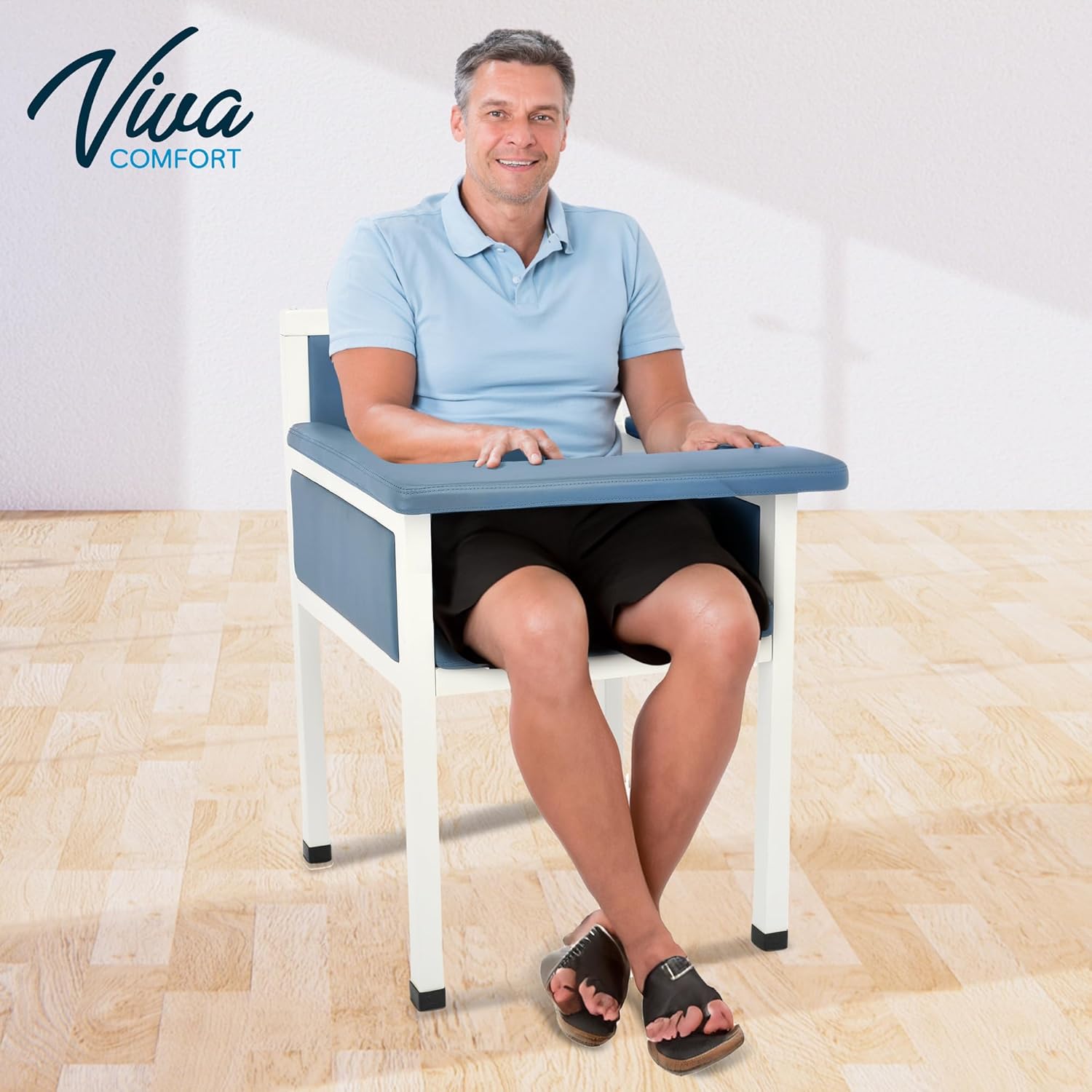 Blue Luxe Upholstered Phlebotomy Blood Drawing Chair