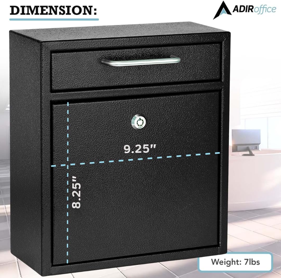 Large Ultimate Black Drop Box Wall Mounted Mail Box with Suggestion Cards