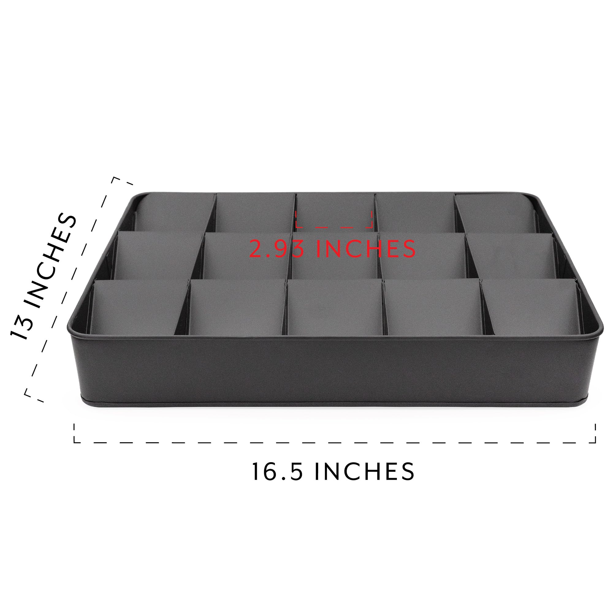 Toy Vault Enamelware Card Sorting Tray (15-Slot); Large Black Metal Card Tray Organizer for CCG Games and Board Games