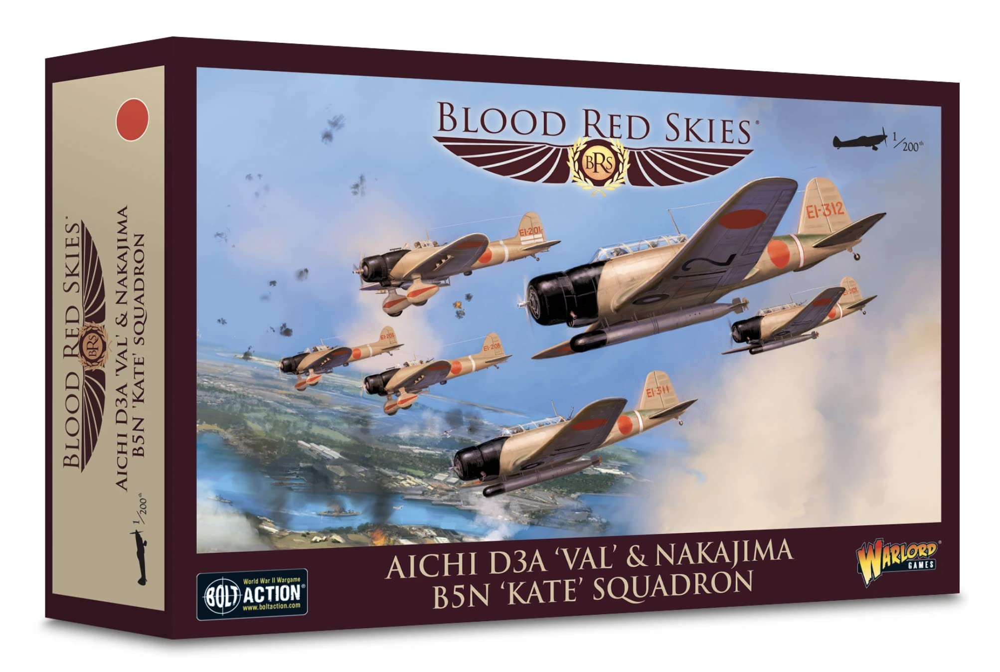 Warlord Blood Red Skies Aichi D3A Val & Nakajima B5N Kate Squadron 1:200 WWII Mass Air Combat Table Top War Game 772411004