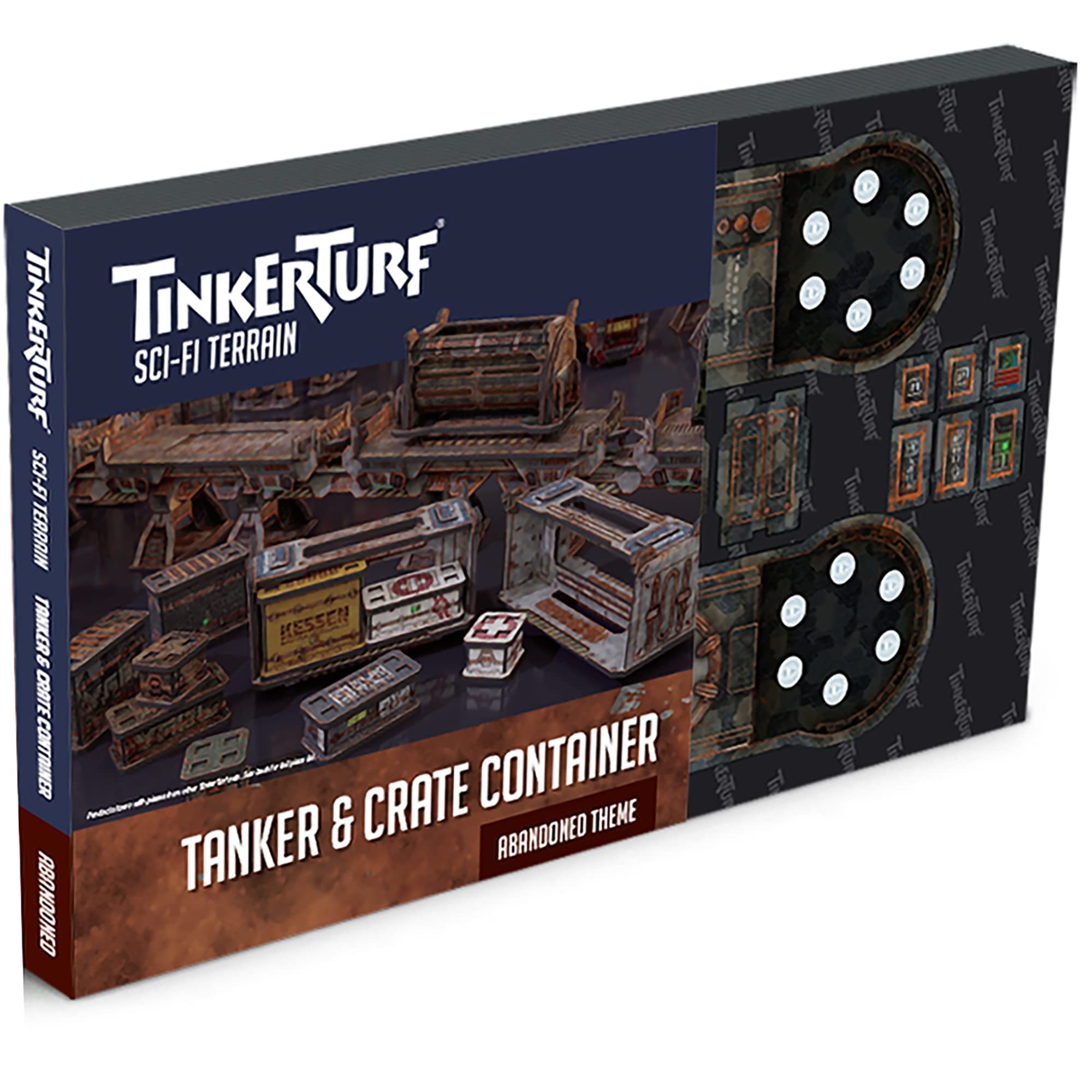 TinkerTurf Sci-Fi Terrain: Tanker & Crate Containers, Abandoned Theme, Sturdy, Affordable, Great-Looking Full-Color Terrain, Quick and Easy to Assemble, Virtually Limitless Setups