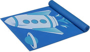 Gaiam Kids Yoga Mat Exercise Mat, Yoga for Kids with Fun Prints - Playtime for Babies, Active & Calm Toddlers and Young Children (60" L x 24" W x 3mm Thick) - Blue Rocket