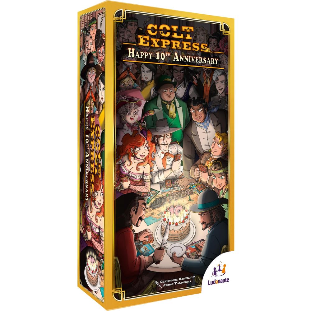 Ludonaute: Colt Express: Happy 10th Anniversary Promo Box - Expansion, Upgraded Components, Family Strategy Board Game, Ages 10+, 2-6 Players, 40 Min