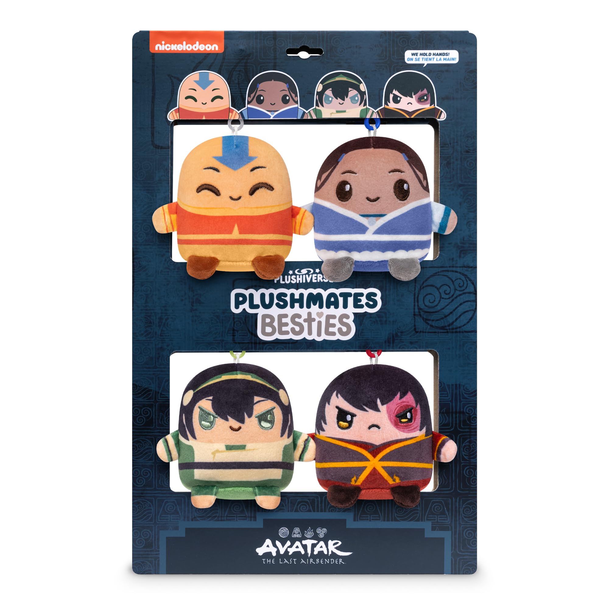 TeeTurtle Avatar The Last Airbender Besties Keychains 4 Pack - Novelty Clip-On Plush with Magnetic Hands