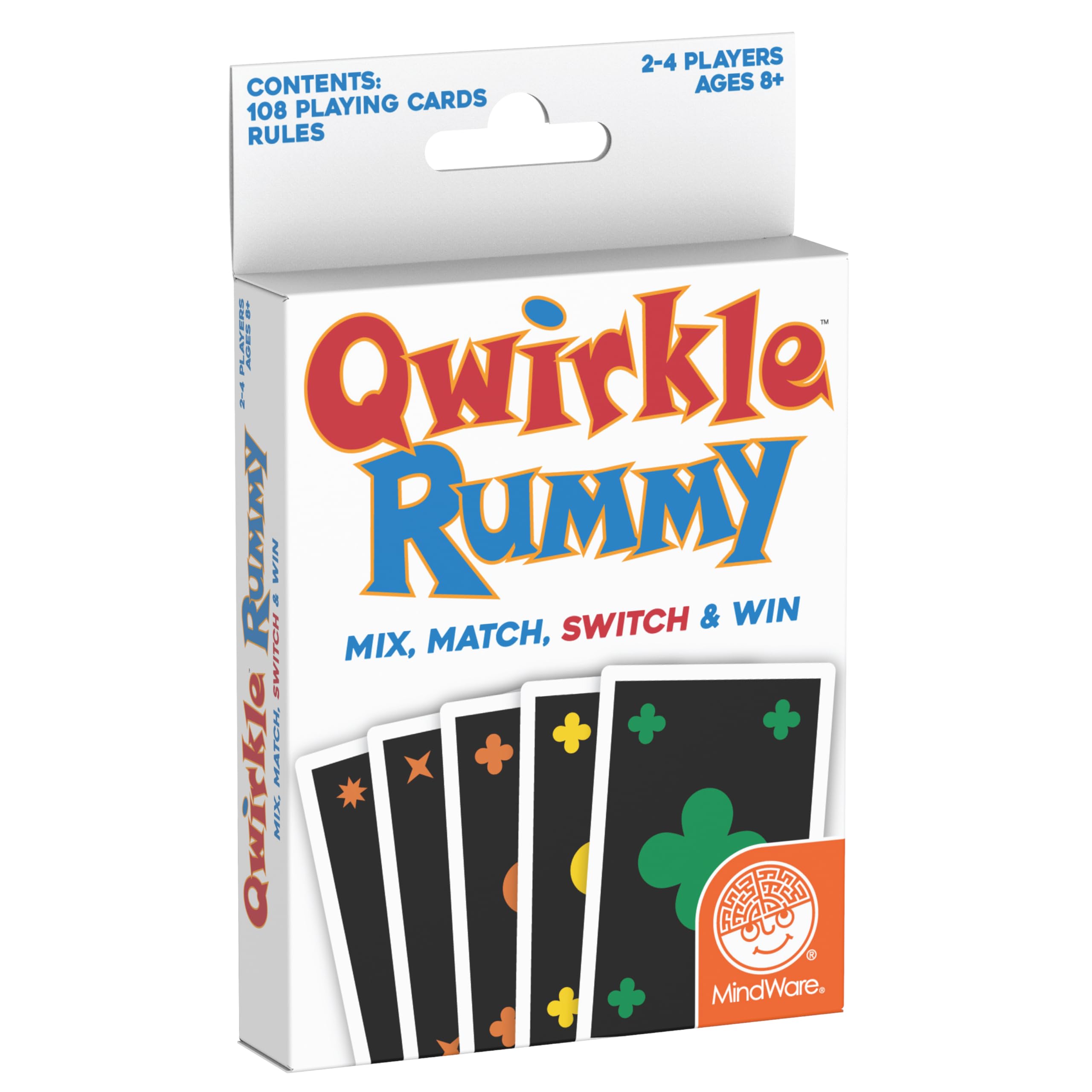 MindWare Qwirkle Rummy Card Game - Strategy Games for Adults and Family - Fun Family Games & Party Games for Adults - Match Shapes & Colors, Score Qwirkles to Win - Ages 8 and Up