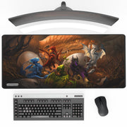 GamerMats Premium Stitched Desk Mats for Card Games & Mouse Pad for Computer Desktop PC Gaming - Unique Fantasy, Sci-fi, and Anime Designs, Non-Slip Rubber Base, Durable (Baby Dragons)