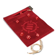 ENHANCE Roll on a Scroll Dice Rolling Mat & 7pc Acrylic Dice Set - Velvet Dice Case with Color-Coordinated 7pc Acrylic Dice, Dice Holder and Tray Compatible with DND and Other Tabletop Games - Red