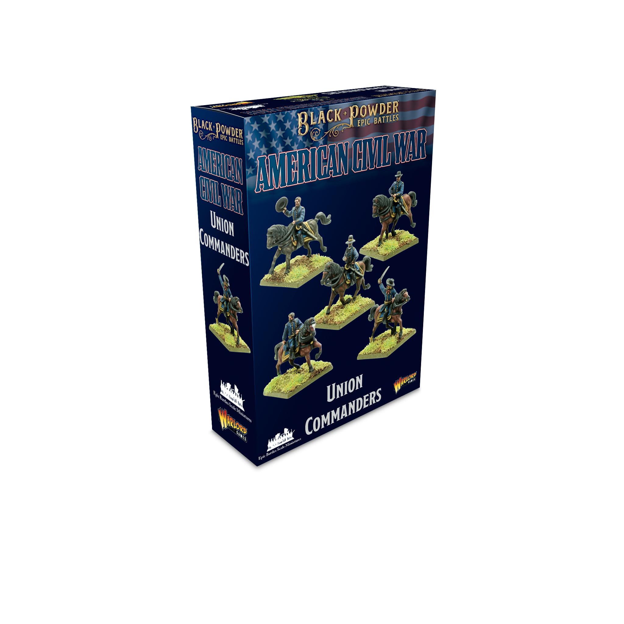 Warlord Black Powder Epic Battles American Civil War Union Commanders Tabletop Miniatures - Plastic Paintable Miniature 1700-1900 Soldiers Set, Unpainted Table Top Military Minifigures for Adults
