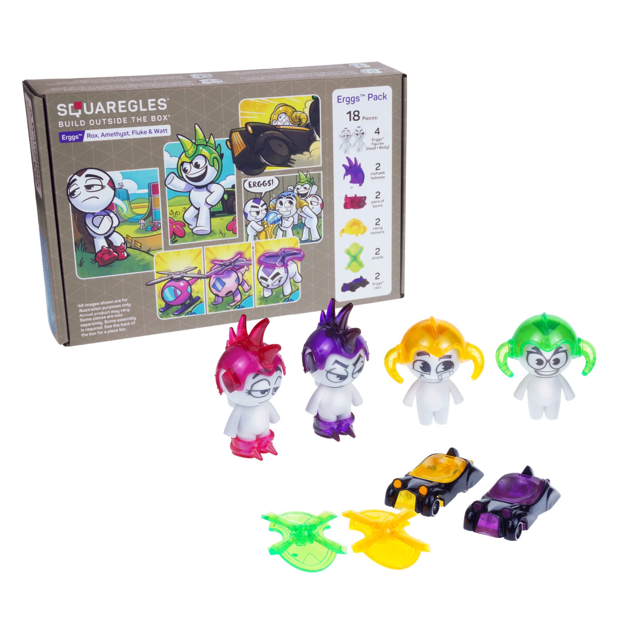 SQUAREGLES Erggs™ Character Pack: Rox, Amethyst, Fluke & Watt