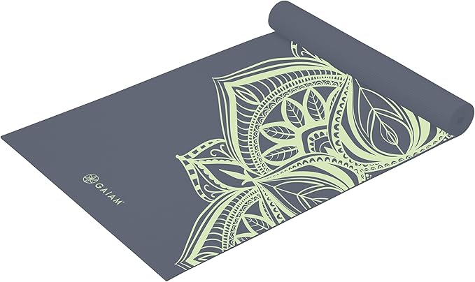 Gaiam Yoga Mat - Premium 5mm Print Thick Non Slip Exercise & Fitness Mat for All Types of Yoga, Pilates & Floor Workouts (68" x 24" x 5mm) - Cool Mint Point