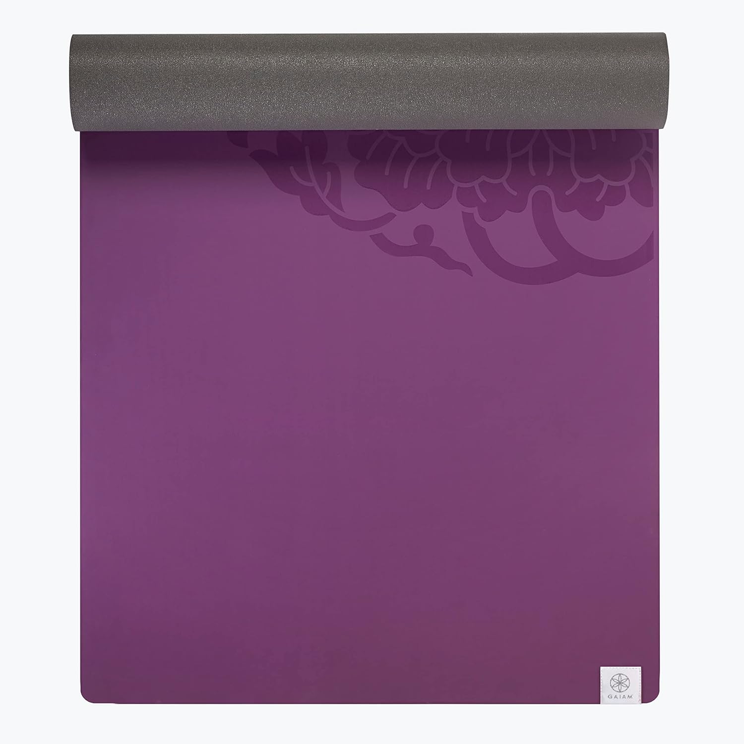 Gaiam Dry-Grip Yoga Mat - 5mm Thick Non-Slip Exercise & Fitness Mat for Standard or Hot Yoga, Pilates and Floor Workouts - Cushioned Support, Non-Slip Coat - 68 x 24 Inches - Purple