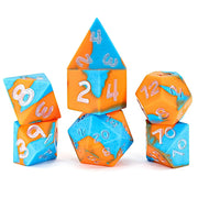 Gate Keeper Games & Dice: Anti-Stress Dice: Cryo by Fire - 7pc RPG Set, Blue & Orange Silicone w/ Sparkling Glitter, Role Playing Games Accessory