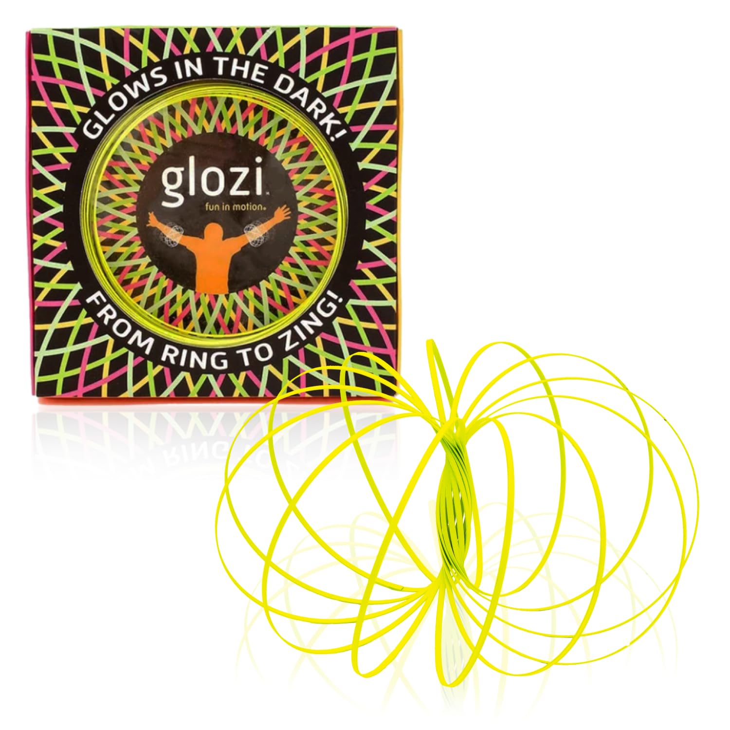 Mozi Glozi Geometric Magic Flow Bracelet - Easy to Use - 3D Bracelet Spiral Toy, Glowing Spinning Bracelet Spiral for Children and Adults (Yellow)