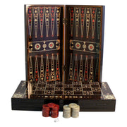 World Wise Imports 19 in. Floral Wooden Backgammon Set with Chessboard