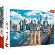 Trefl Brooklyn Bridge, New York, USA 1000 Piece Jigsaw Puzzle Red 27"x19" Print, DIY Puzzle, Creative Fun, Classic Jigsaw for Adults and Children from 14 Years Old
