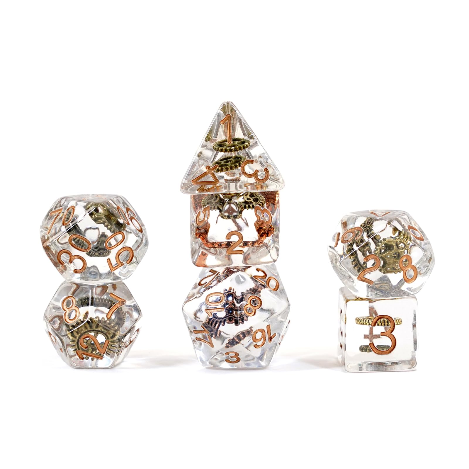16mm Resin Poly Dice Set - Gear Dice (7)
