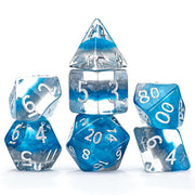Gate Keeper Games and Dice: Eclipse Dice: Legacy - 7pc RPG Set, Layered Royale Blue & Shiny Silver, 7 Resin Dice for Role Playing Games