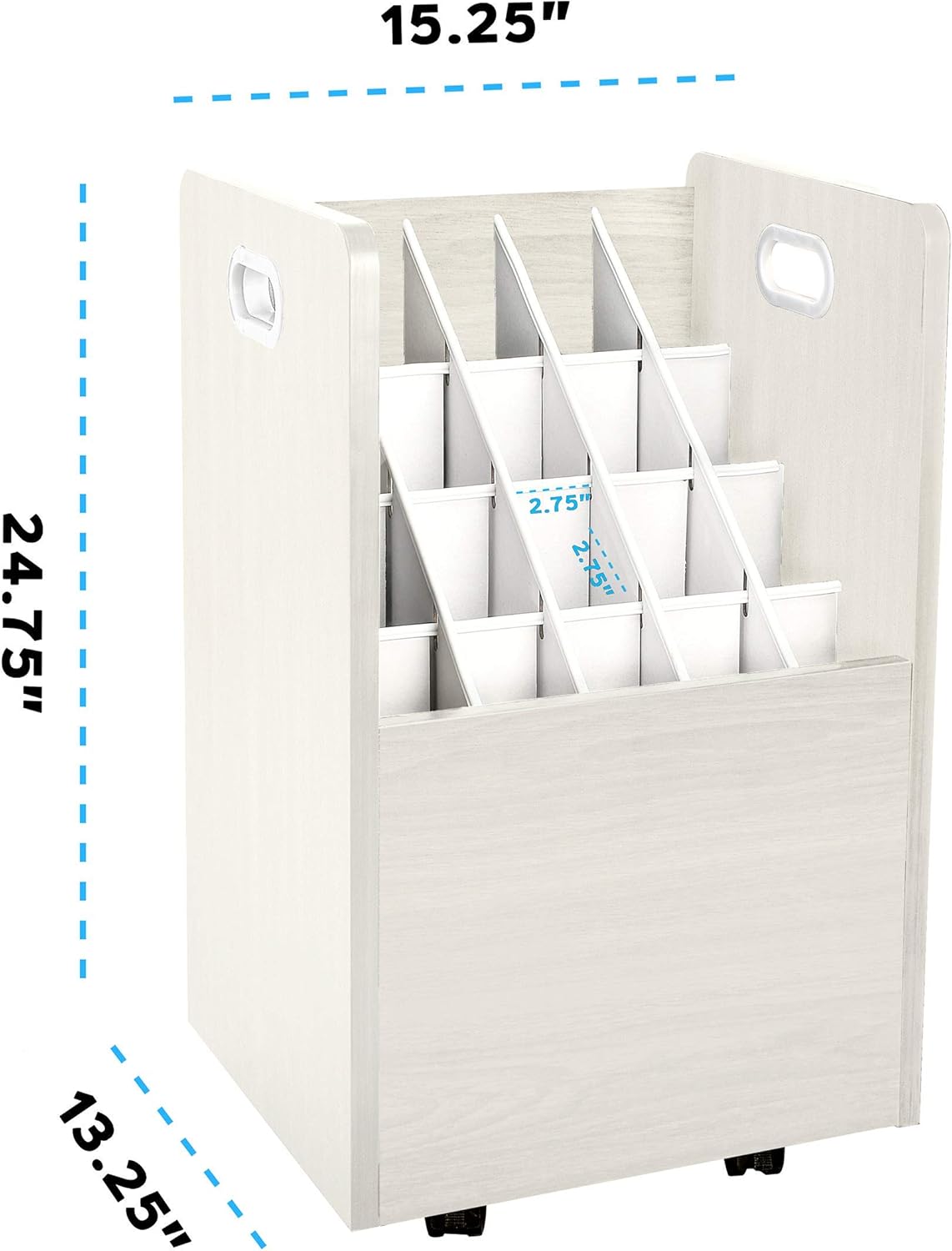 20-Slot Mobile Rolling Wood Blueprint Roll File Large Document Organizer