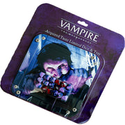 Renegade Game Studios: Vampire: The Masquerade 5th Edition Roleplaying Game - Acquired Taste Limited Dice & Tray Accessory Pack - 18 Purple & Red RPG Dice & Folding Tray