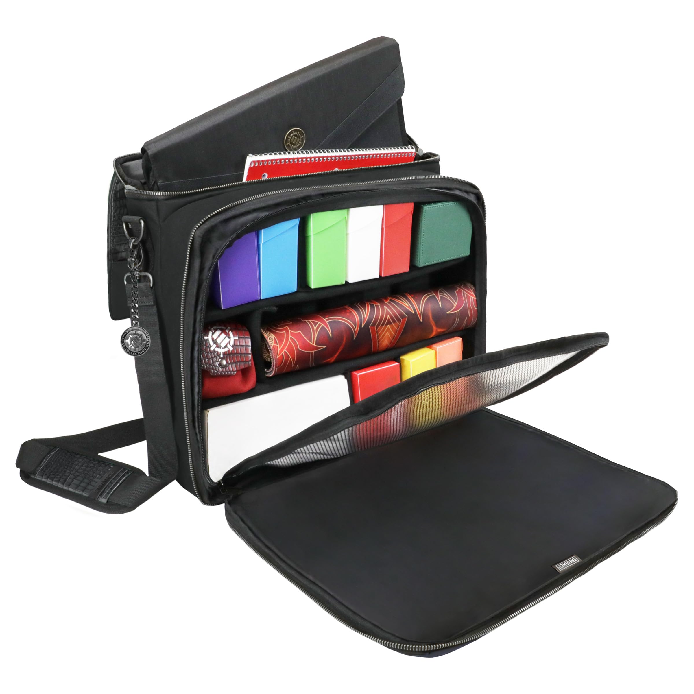 ENHANCE Collector's Edition MTG Bag fits Deck Boxes, Top Loader Binder, Commander Deck, & More TCG Accessories - TCG Travel Bag with Card Defender Screen, Customizable Interior (Dragon Black)