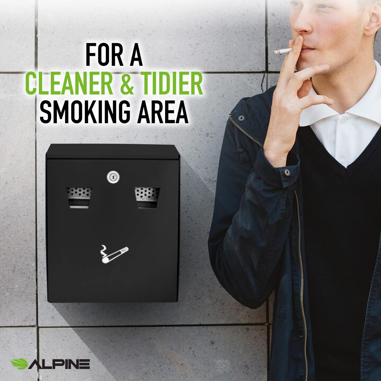 Alpine Industries All-In-One Wall Mounted Cigarette Disposal Station