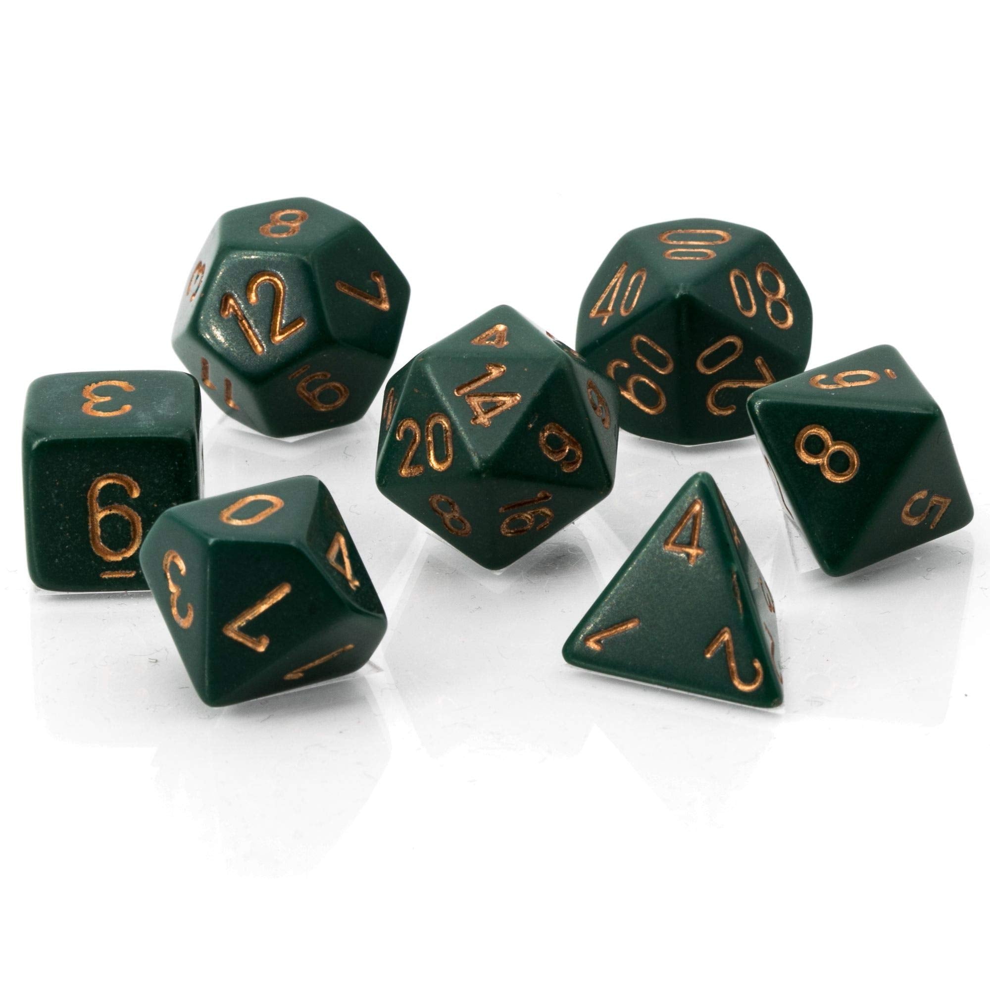 Chessex CHX25415 Dice-Opaque Dusty Green/Copper Set
