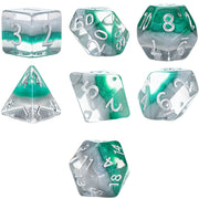 Gate Keeper Games & Dice: Eclipse Dice Elven - 7 Piece RPG Dice Set, Silver & Sylvan Green, 7 Resin Dice for Role Playing Games, 4-Layered Polyhedral