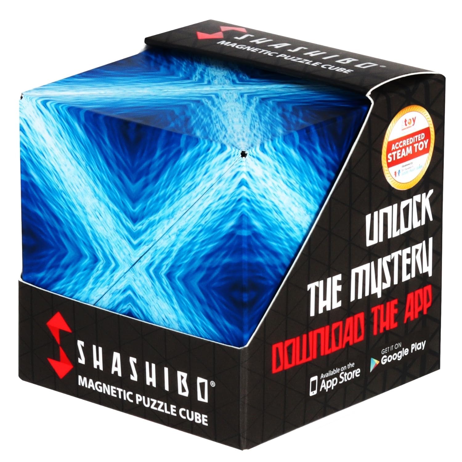 Shashibo Shape Shifting Box - STEM Fidget Toy with Ultra Strong Magnets - Sensory Puzzle Cube Transforms Into 100+ Shapes, Easter Basket Stuffers Gift for Kids, Teens, and Adults (Blue Planet)
